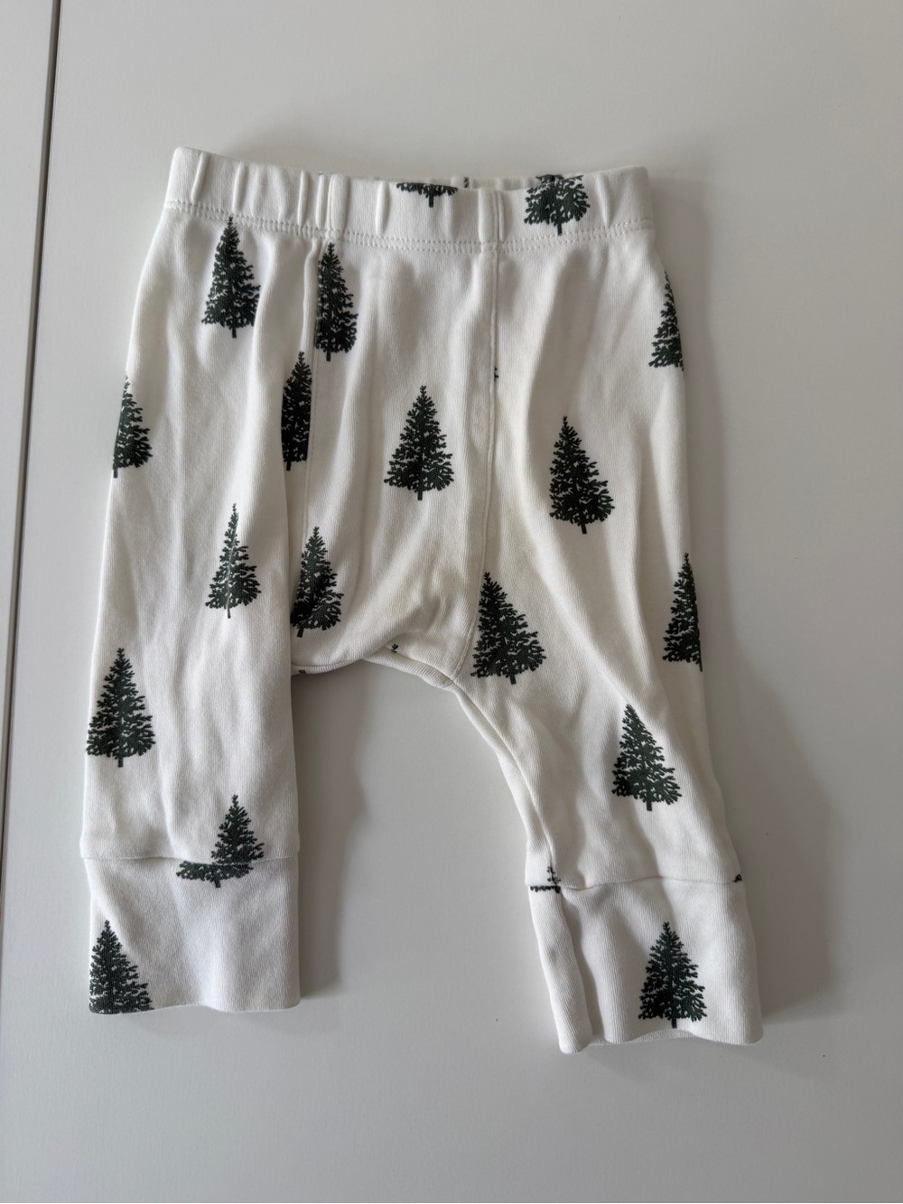 kate quinn White Slight Harem Pants with Dark Green Tree Print